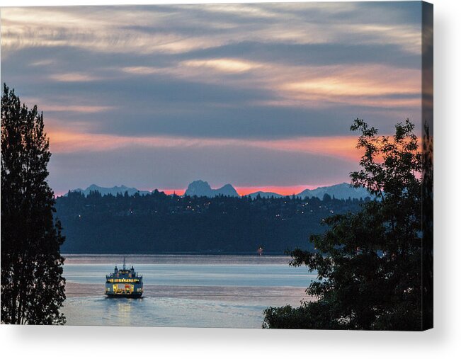 Sunrise Acrylic Print featuring the photograph Ferry Tillikum at Dawn by E Faithe Lester