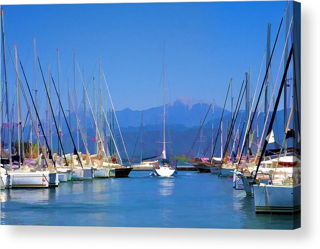 Sea Acrylic Print featuring the digital art Fethiye Harbour by Rob Tullis