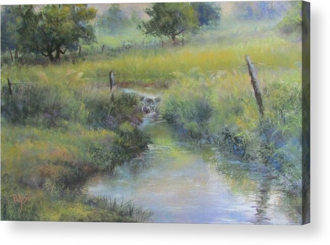Landscape Acrylic Print featuring the pastel Field and Stream by Bill Puglisi