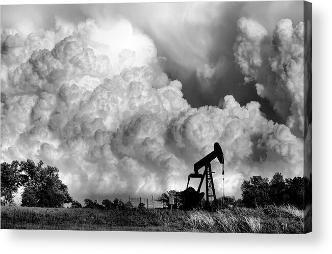 Oil Rig Acrylic Print featuring the photograph Field of Nightmares by Karen Scovill