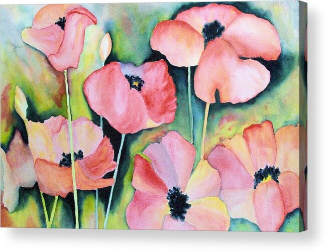 Poppies Acrylic Print featuring the painting Field of Poppies by Elise Boam