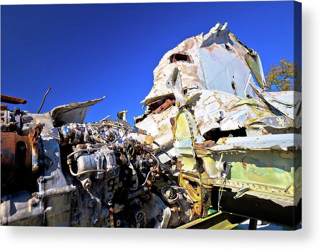 Wreck Acrylic Print featuring the photograph Fighter jet airplane wreck view by Brch Photography