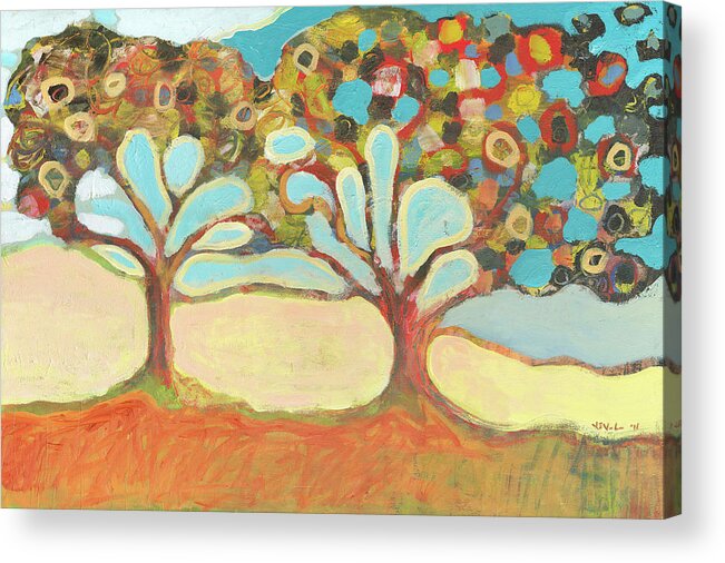 Tree Acrylic Print featuring the painting Finding Strength Together by Jennifer Lommers
