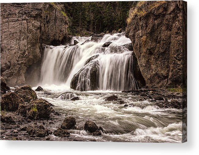 Firehole Falls Acrylic Print featuring the photograph Firehole Falls by Josh Bryant