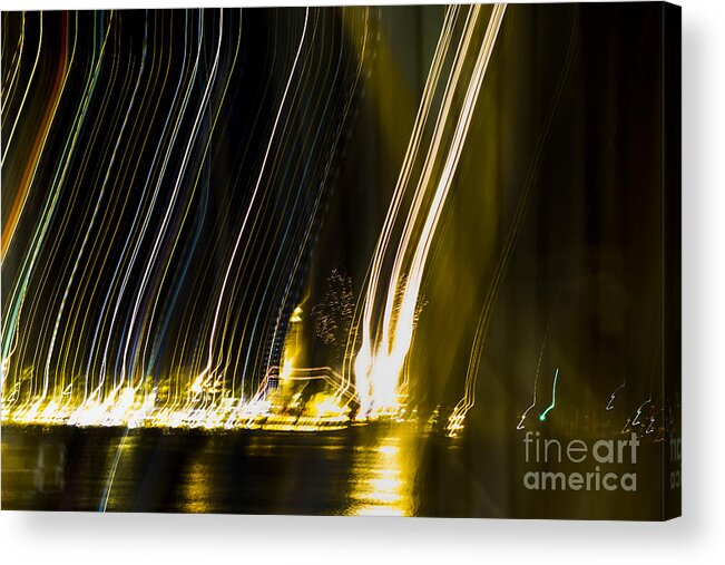 Fireworks Acrylic Print featuring the digital art fireworks in Port of Malaga by Perry Van Munster