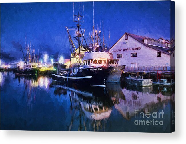 Fish Acrylic Print featuring the digital art Fish Boats by Jim Hatch