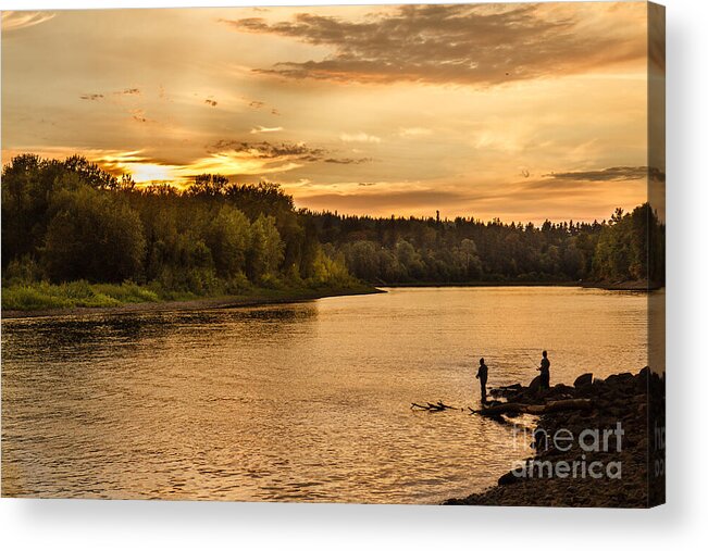 River Acrylic Print featuring the photograph Fishing At Sunset by Robert Bales