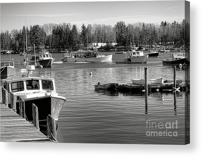 Friendship Acrylic Print featuring the photograph Fishing Boats in Friendship Harbor in Winter by Olivier Le Queinec