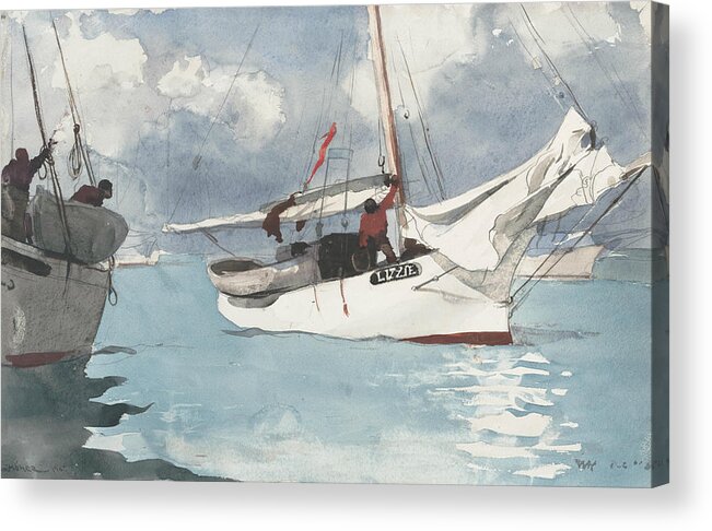 19th Century American Painters Acrylic Print featuring the painting Fishing Boats, Key West by Winslow Homer