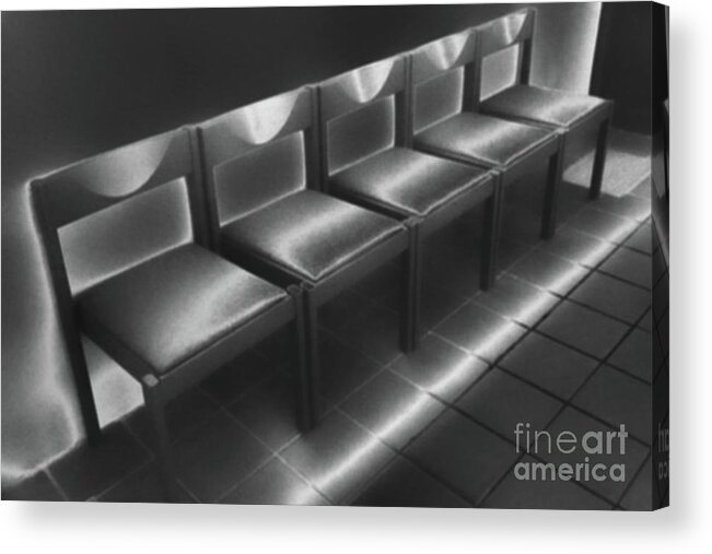 Five Acrylic Print featuring the photograph Five empty chairs by Eva-Maria Di Bella