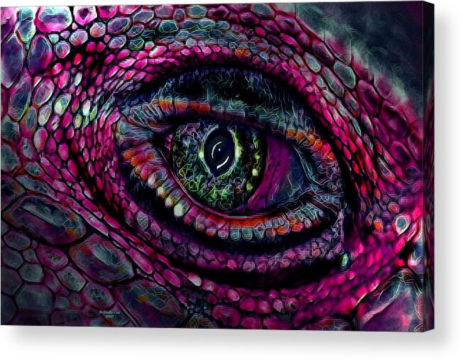 Digital Art Acrylic Print featuring the digital art Flaming Dragons Eye by Artful Oasis