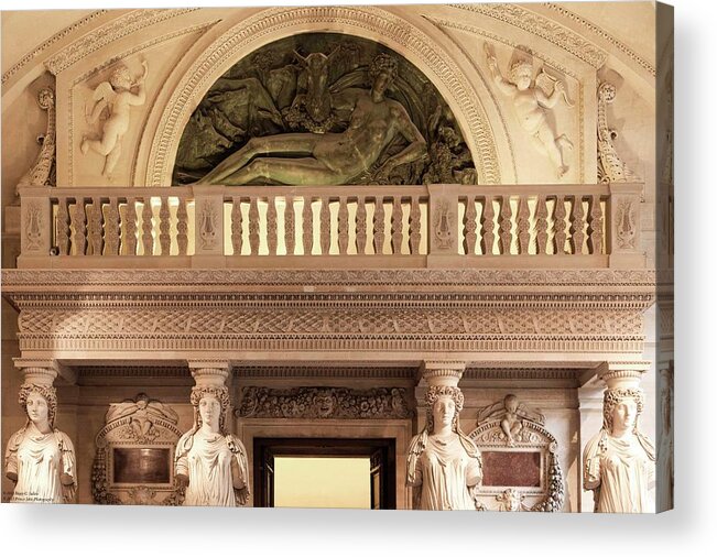 Louvre Acrylic Print featuring the photograph Flanking The Door At The Hall Of Statues by Hany J