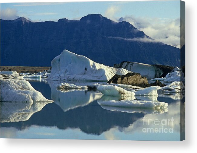 Tranquil Scene Acrylic Print featuring the photograph Floatting field of Icebergs in Iceland by Sami Sarkis