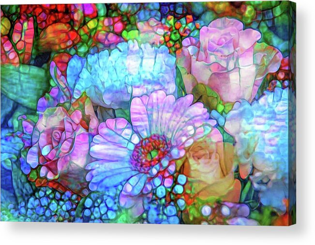 Flowers Acrylic Print featuring the mixed media Floral abstraction by Lilia S