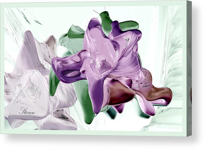 Flowers Acrylic Print featuring the digital art Flowers in Glass by Steven Lebron Langston