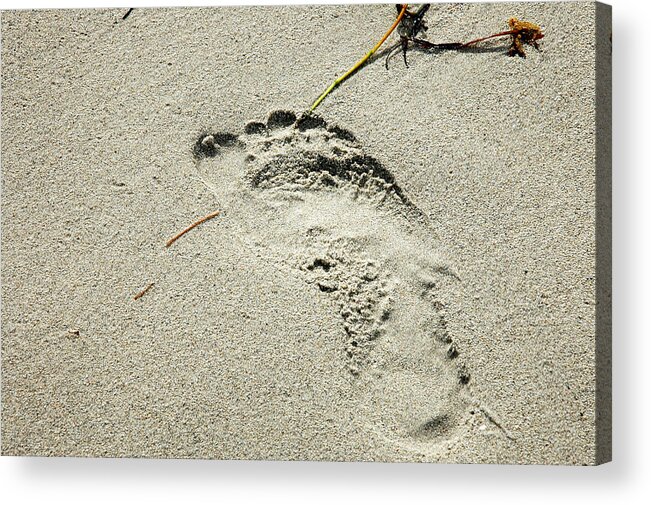 Footprint Acrylic Print featuring the photograph Footprint in the Sand - South Beach Miami by Frank Mari