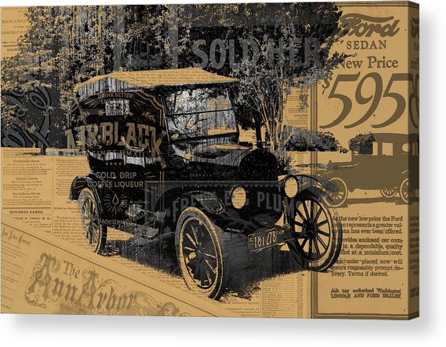 Ford Acrylic Print featuring the mixed media Ford Model T Made Using Found Objects by Design Turnpike
