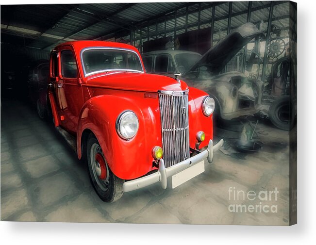 Red Acrylic Print featuring the photograph Ford Prefect by Charuhas Images