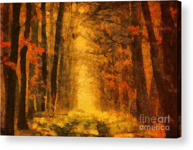 Painting Acrylic Print featuring the painting Forest Leaves by Dimitar Hristov