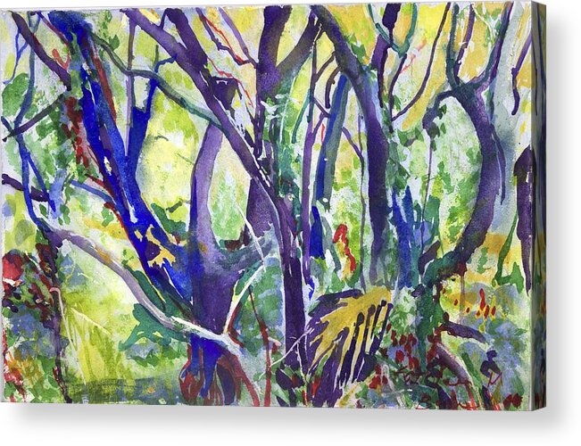  Acrylic Print featuring the painting Forest Rainbow by Kathleen Barnes
