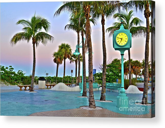 Fort Myers Beach Florida Acrylic Print featuring the photograph Fort Myers Beach Times Square 1 by Timothy Lowry