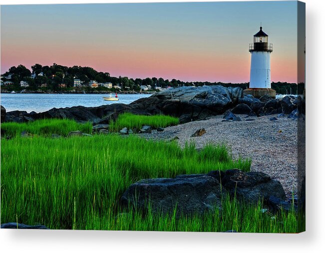Salem Acrylic Print featuring the photograph Fort Pickering Light through the tall grass Salem MA by Toby McGuire