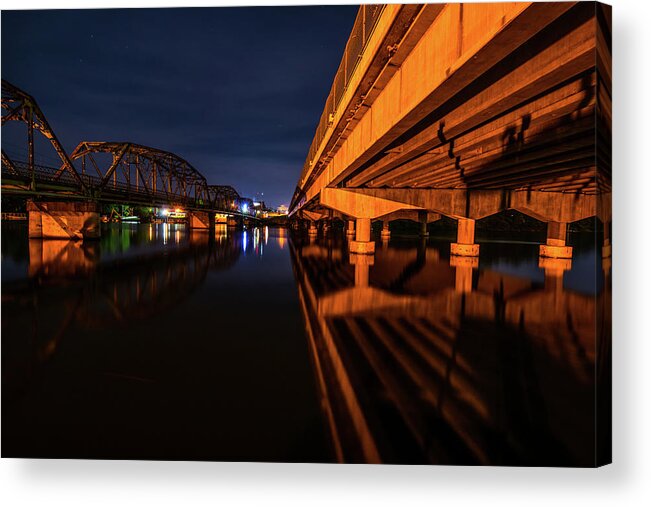 St. Florian Acrylic Print featuring the photograph Forward Progress Reflected at Night by James-Allen