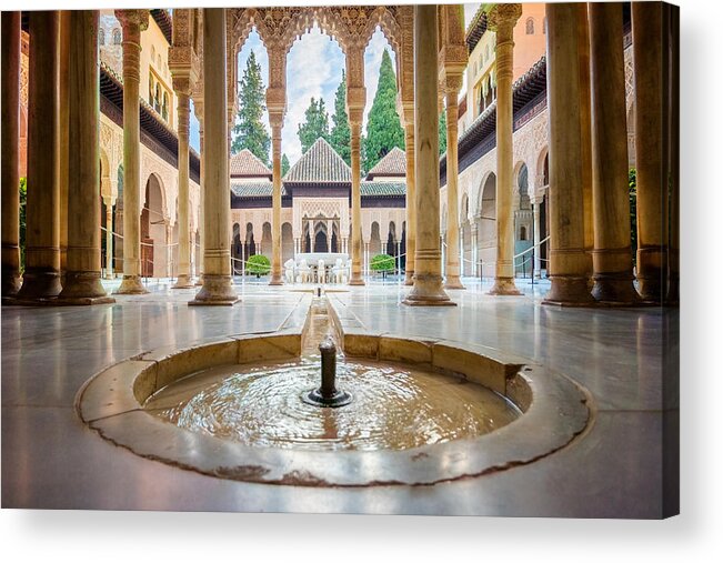 Alhambra Acrylic Print featuring the photograph Fountain of Lions at the Alhambra by Adam Rainoff