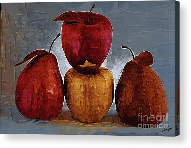 Still-life Acrylic Print featuring the digital art Four Fruits by Kirt Tisdale