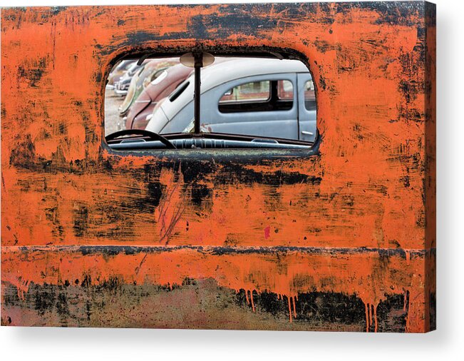 Cars Acrylic Print featuring the photograph Framed Antiques by Denise Bush
