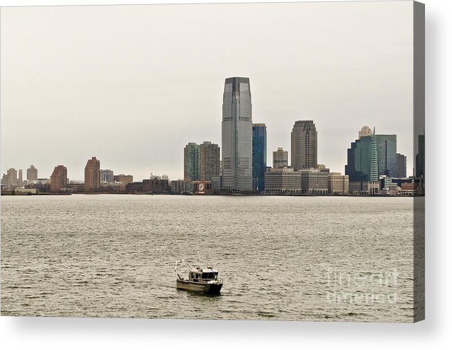 New York From Ferry Acrylic Print featuring the photograph Free from hustle and bustle by Elena Perelman