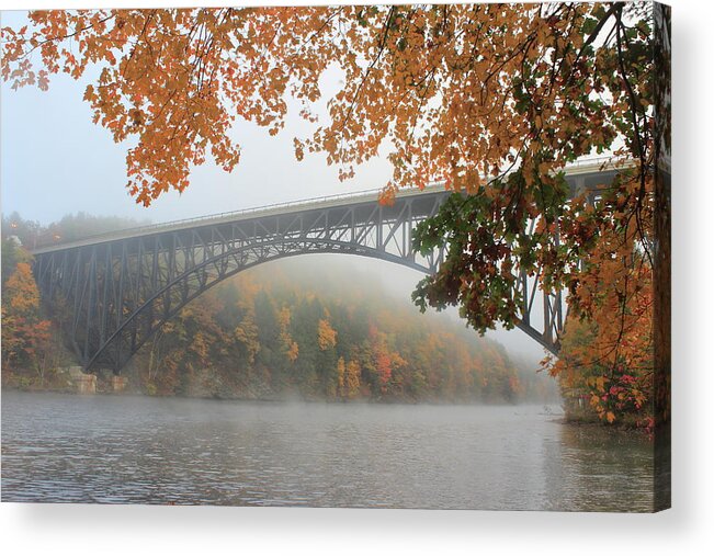 Autumn Acrylic Print featuring the photograph French King Bridge Autumn Fog by John Burk