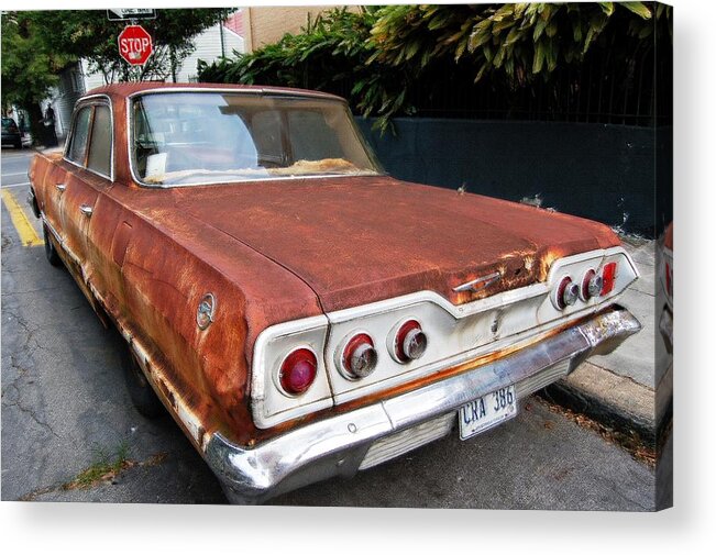 New Orleans Acrylic Print featuring the photograph French Quarter Rusty Chevy by Lucia Vicari