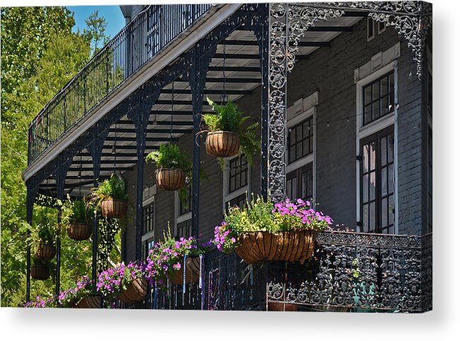 Greg Jackson Acrylic Print featuring the photograph French Quarter Sunlit Balcony - New Orleans by Greg Jackson