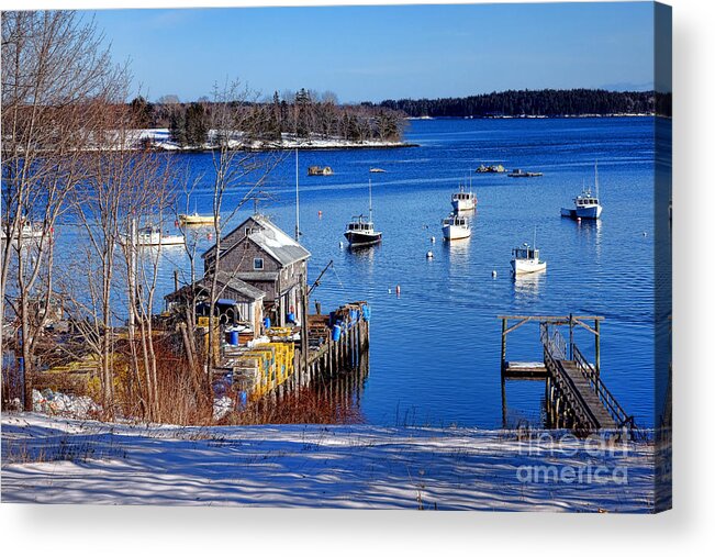 Friendship Acrylic Print featuring the photograph Friendship Harbor in Winter by Olivier Le Queinec