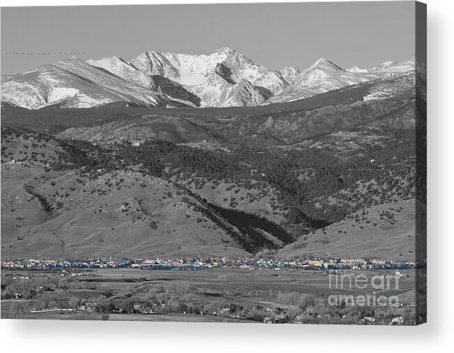 Selective Color Acrylic Print featuring the photograph Front Range View North Boulder Colorado by James BO Insogna
