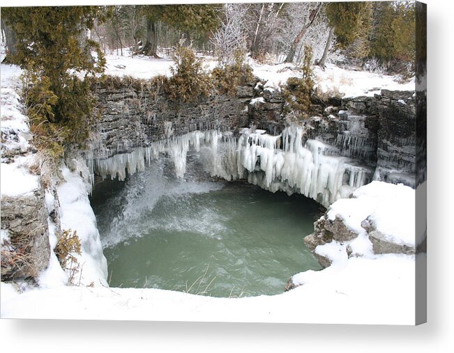 Door County Acrylic Print featuring the photograph Frozen Cave Point by Ty Helbach