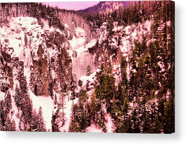 Waterfall Acrylic Print featuring the photograph Frozen clear creek falls by Jeff Swan