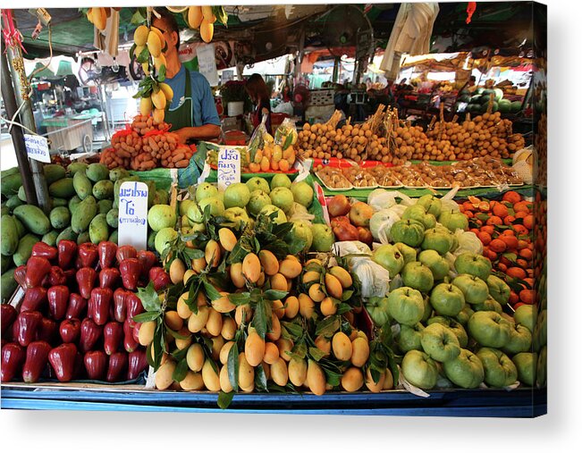 Krabi Acrylic Print featuring the photograph Tropical Fruits in Fruit Market Krabi Town #1 by Aivar Mikko