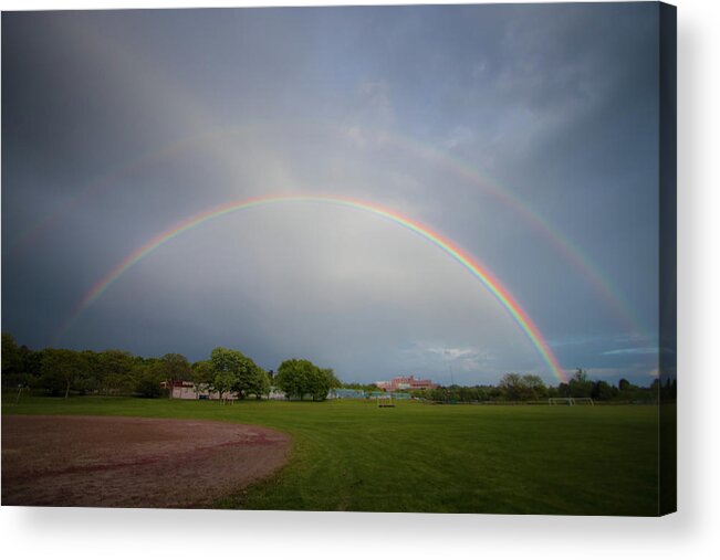 Raindown Acrylic Print featuring the photograph Full Double Rainbow by Darryl Hendricks