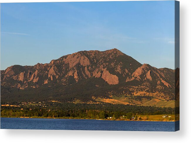 Colorado Acrylic Print featuring the photograph Full Moon Boulder Colorado Front Range Panorama PT1 by James BO Insogna
