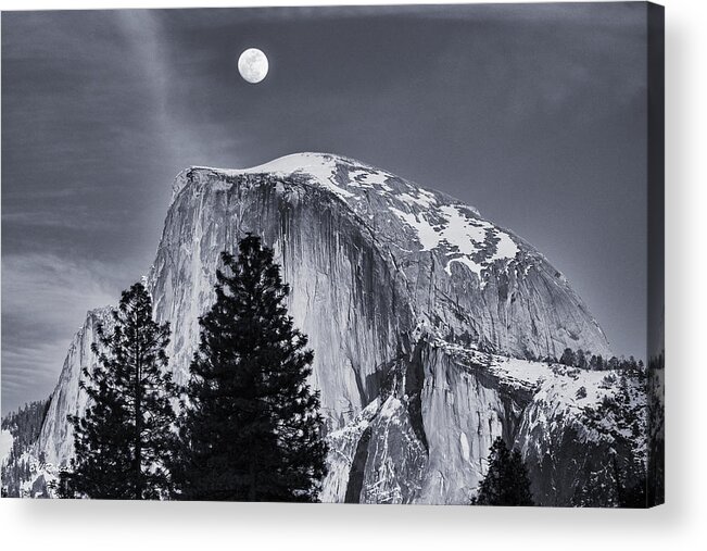 Half Dome Acrylic Print featuring the photograph Full Moon, Half Dome by Bill Roberts