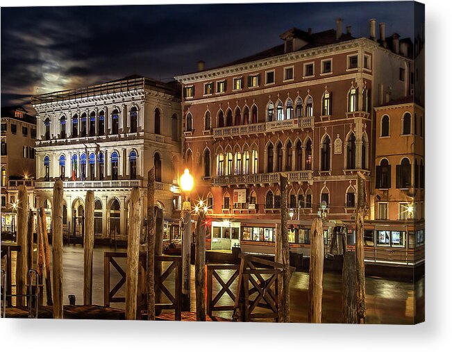 Venice Acrylic Print featuring the photograph Full Moon over Venice by Andrew Soundarajan
