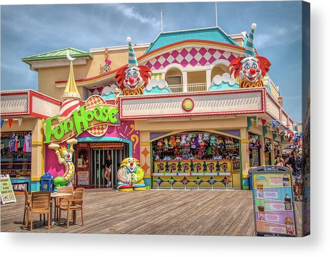 Point Pleasant Acrylic Print featuring the photograph Fun House On the Point Pleasant Boardwalk by Kristia Adams
