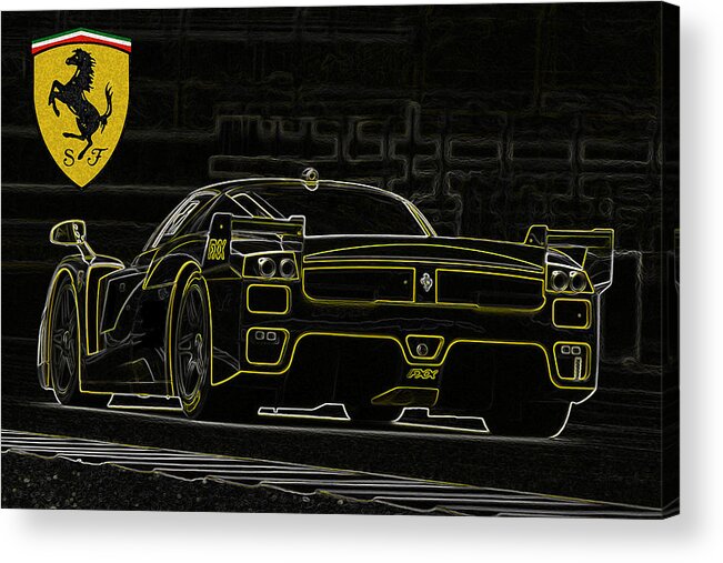 Ferrari Acrylic Print featuring the drawing FXX art 3 by Darrell Foster