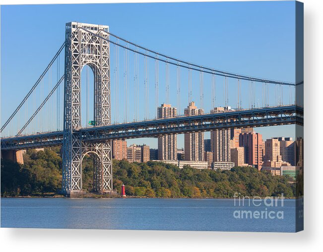 Clarence Holmes Acrylic Print featuring the photograph George Washington Bridge and Lighthouse II by Clarence Holmes