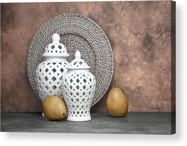 Jar Acrylic Print featuring the photograph Ginger Jar with Pears II by Tom Mc Nemar