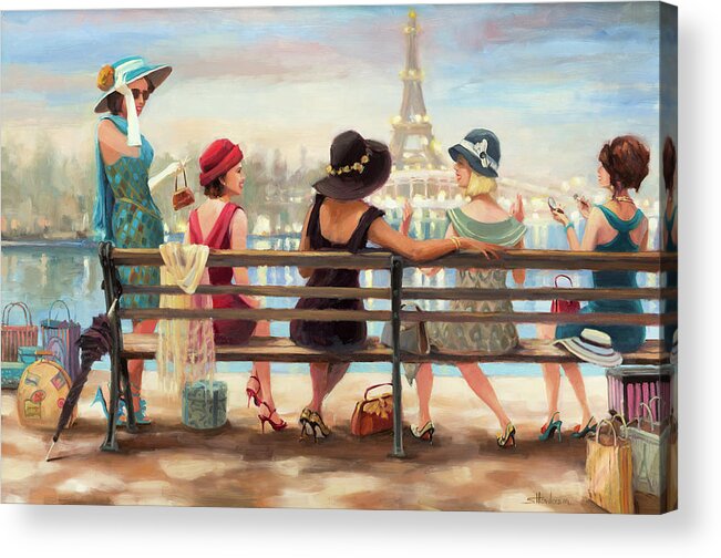Paris Acrylic Print featuring the painting Girls Day Out by Steve Henderson