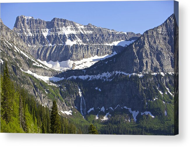 Glacier National Park Acrylic Print featuring the photograph Glacier Waterfall by Richard Steinberger