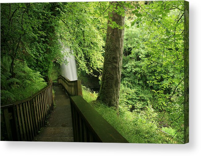 Glencar Acrylic Print featuring the photograph Glencar Waterfall by John Quinn